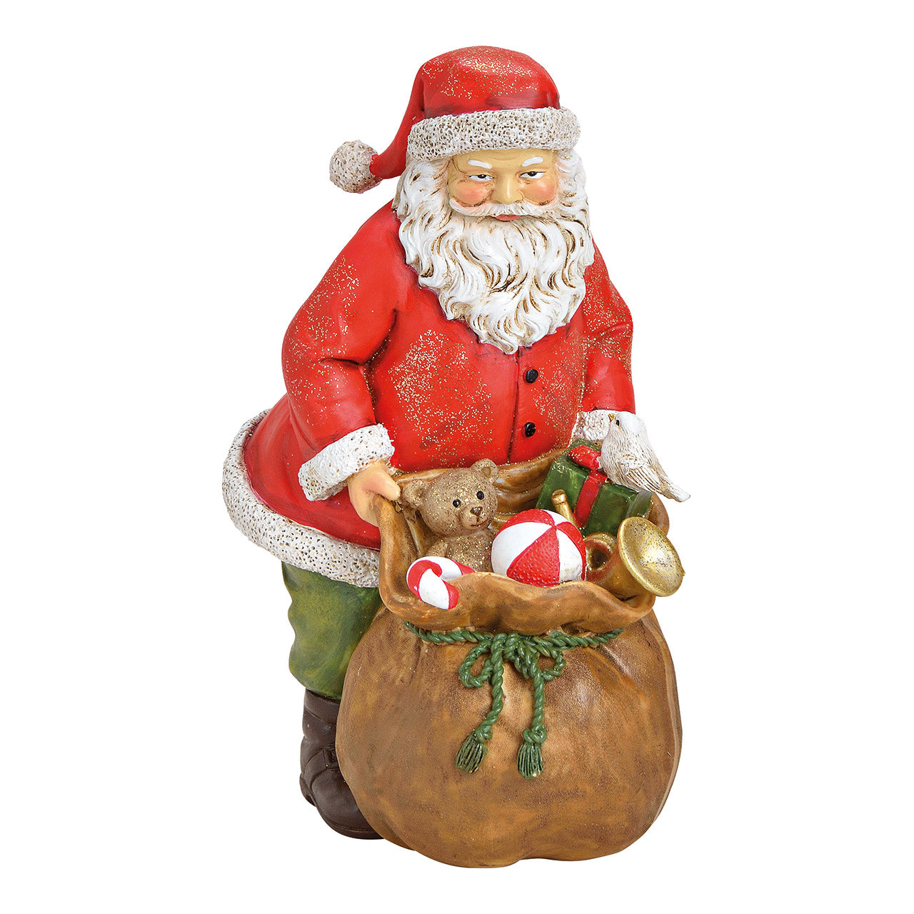 Père Noël décoratif rouge avec sac cadeau – Figurine de Noël 9 × 19 × 13 cm