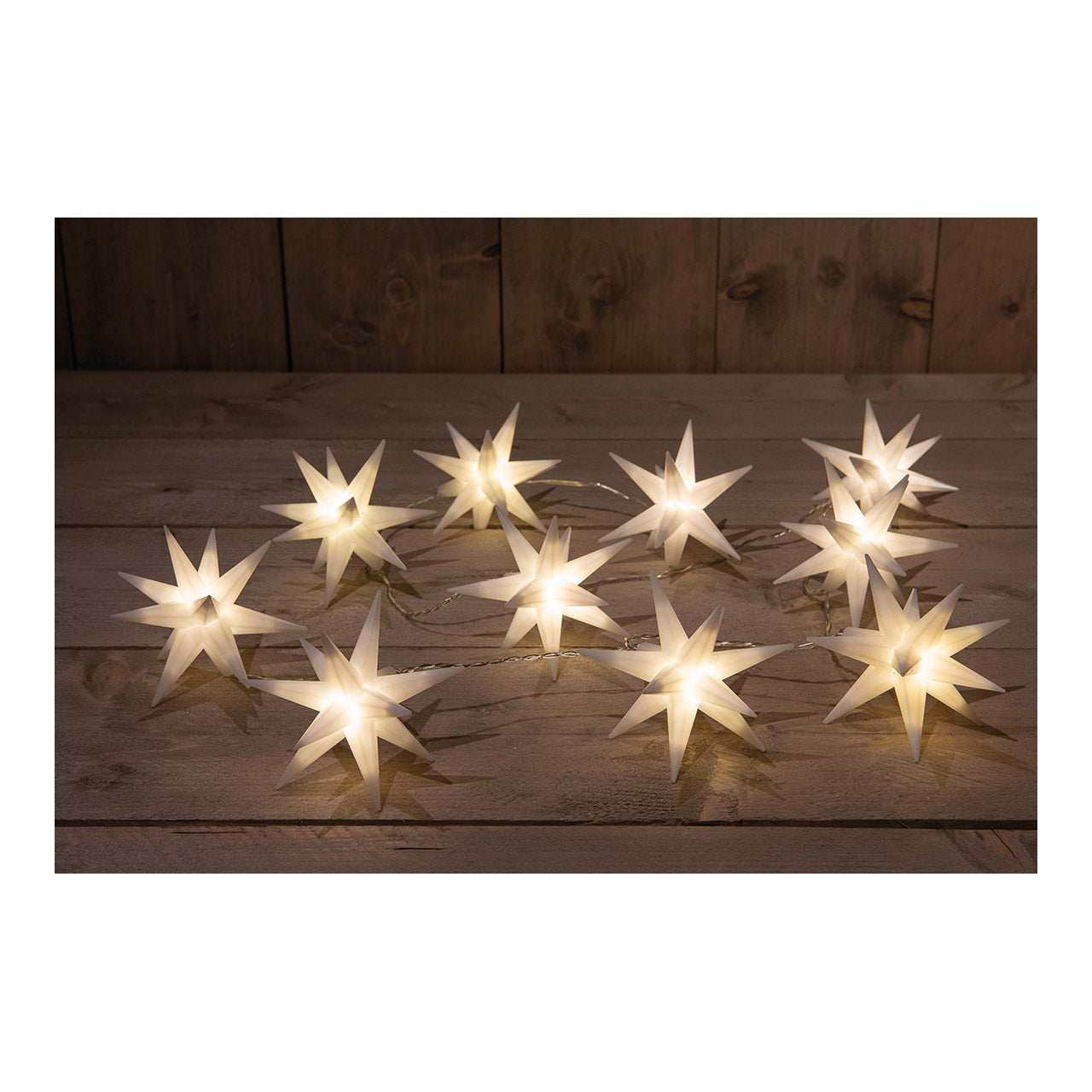 Guirlande lumineuse étoiles 3D blanches, 10 LED, câble blanc chaud, 12 cm