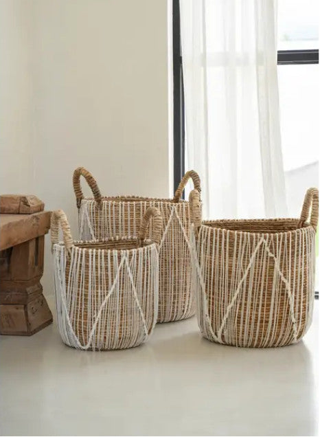 Le Panier Straight Stitched Makramee - Naturel Blanc - S
