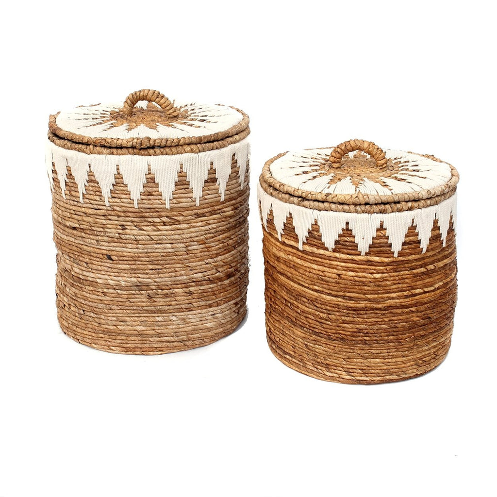 Paniers à linge cousus banane - Lot de 2