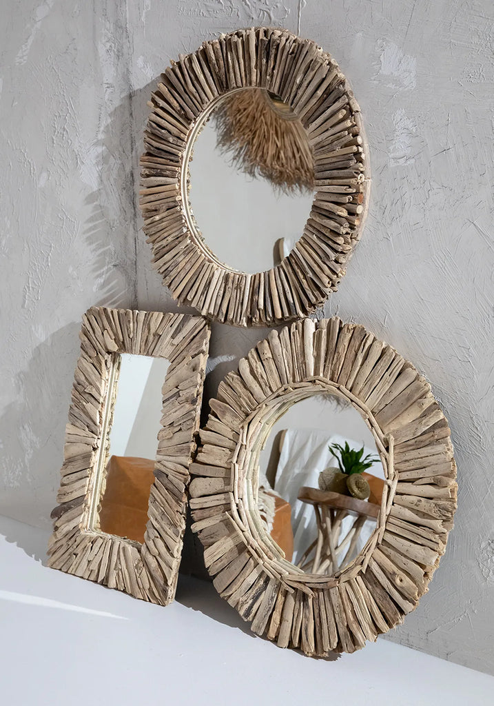 Le Miroir Driftwood Framed - Naturel - M