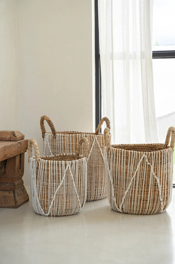 Le Panier Straight Stitched Makramee - Naturel Blanc - S