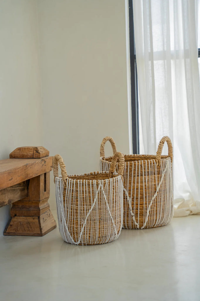Le Panier Straight Stitched Makramee - Naturel Blanc - S