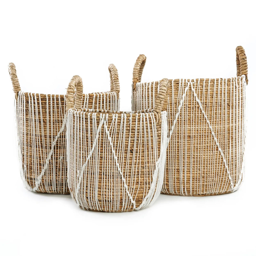 Le Panier Straight Stitched Makramee - Naturel Blanc - S