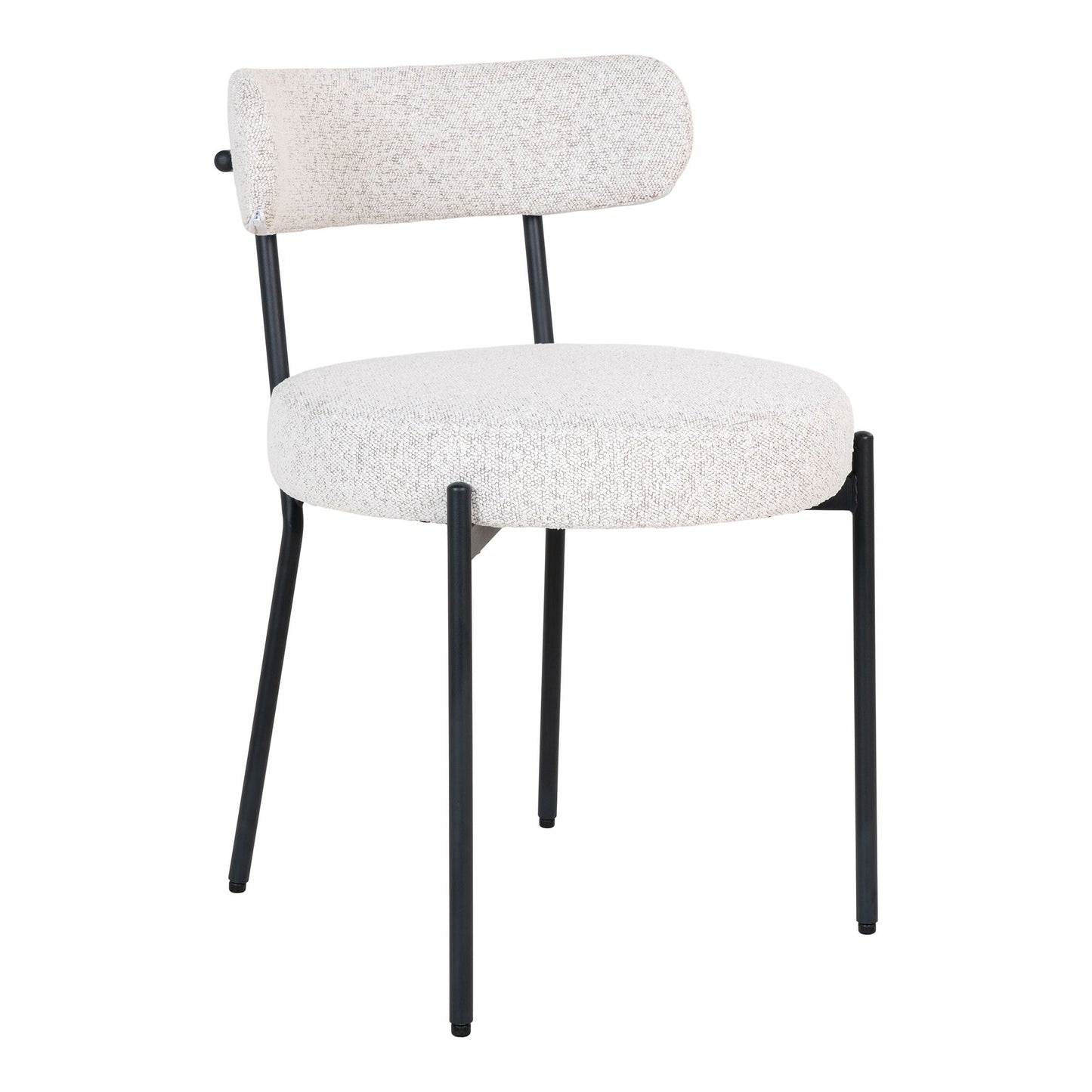Chaise de salle à manger Badalona – Blanc bouclé & pieds noirs – Design moderne, confortable et élégant