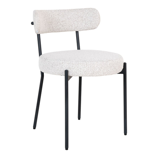 Chaise de salle à manger Badalona – Blanc bouclé & pieds noirs – Design moderne, confortable et élégant