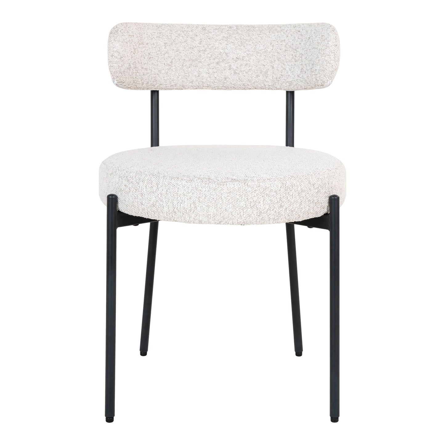 Chaise de salle à manger Badalona – Blanc bouclé & pieds noirs – Design moderne, confortable et élégant