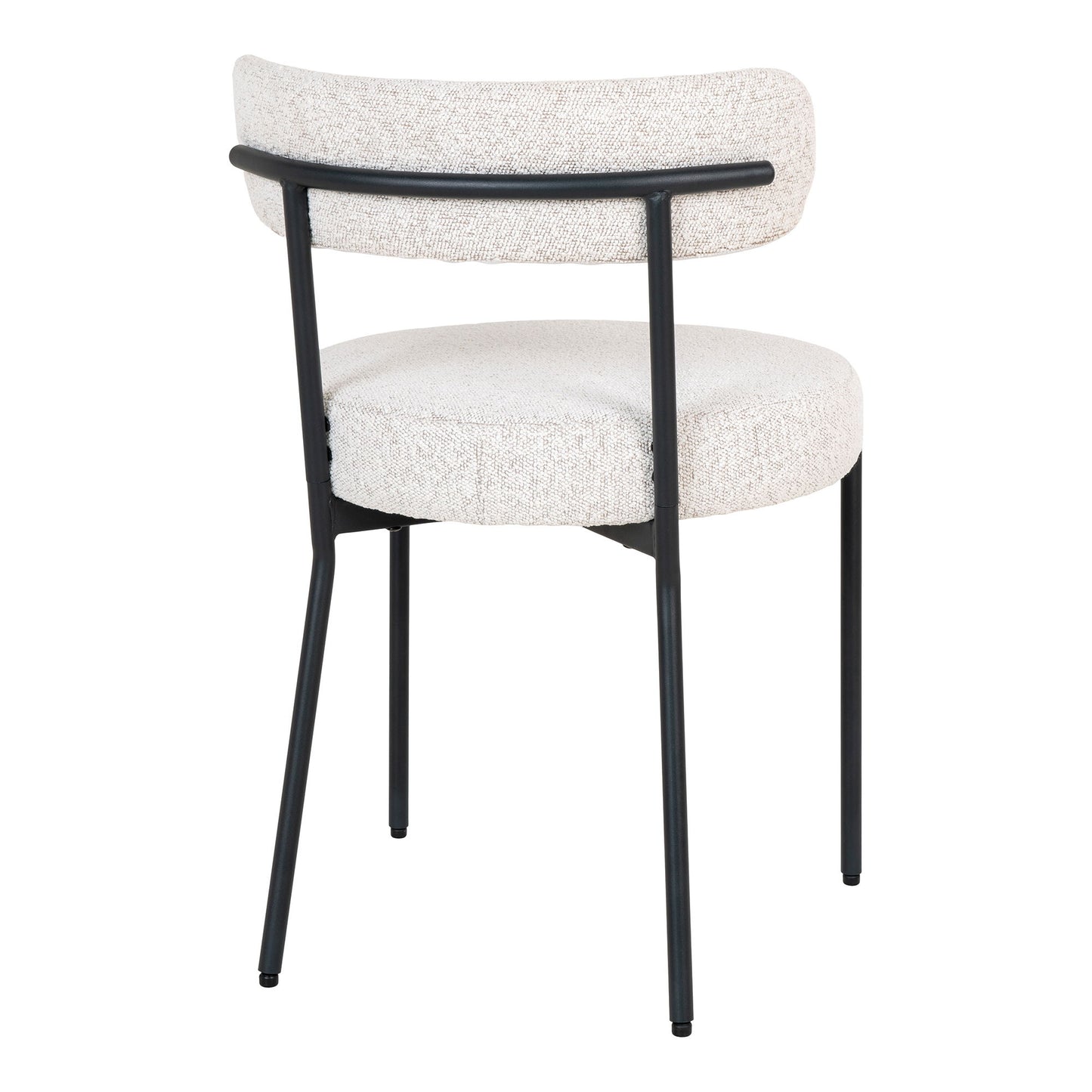 Chaise de salle à manger Badalona – Blanc bouclé & pieds noirs – Design moderne, confortable et élégant