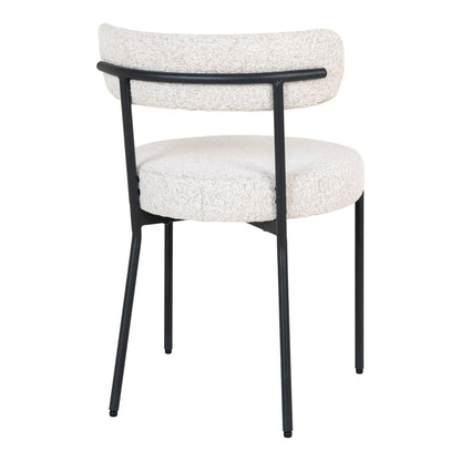 Chaise de salle à manger Badalona – Blanc bouclé & pieds noirs – Design moderne, confortable et élégant