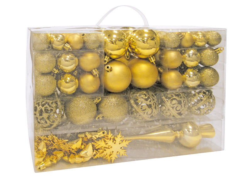 Boules de Noël dorées – Lot de 111 pièces – Ø 3/4/6 cm