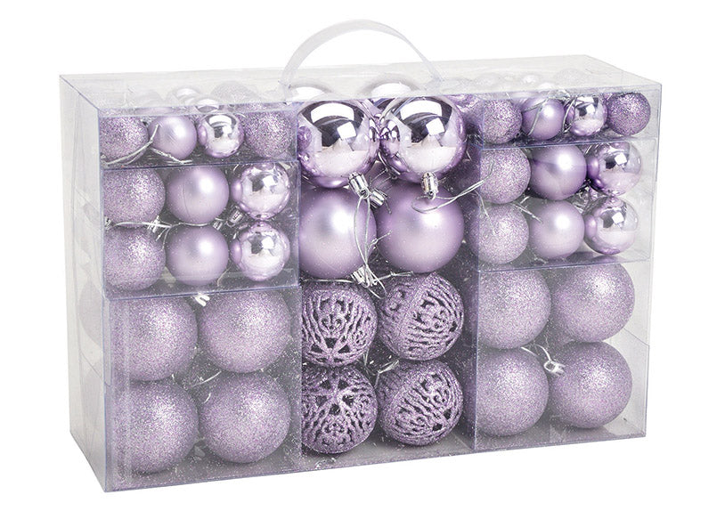 Boules de Noël violettes- lot de 100- Ø 3/4/6 cm