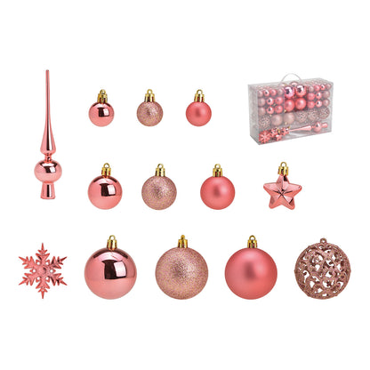 Boules de Noël rose - lot de 111- Ø 3/4/6 cm