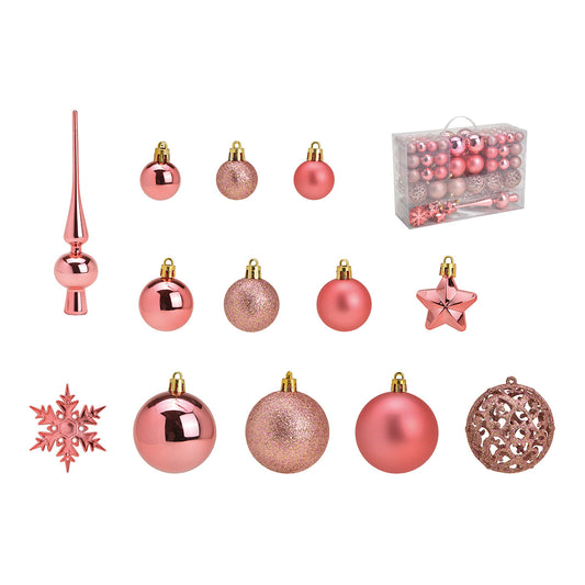 Boules de Noël rose - lot de 111- Ø 3/4/6 cm