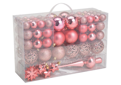 Boules de Noël rose - lot de 111- Ø 3/4/6 cm