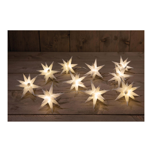 Guirlande lumineuse étoiles 3D blanches, 10 LED, câble blanc chaud, 12 cm