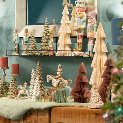 Support décoratif pour sapin de Noël blanc à paillettes – 20×60×20 cm