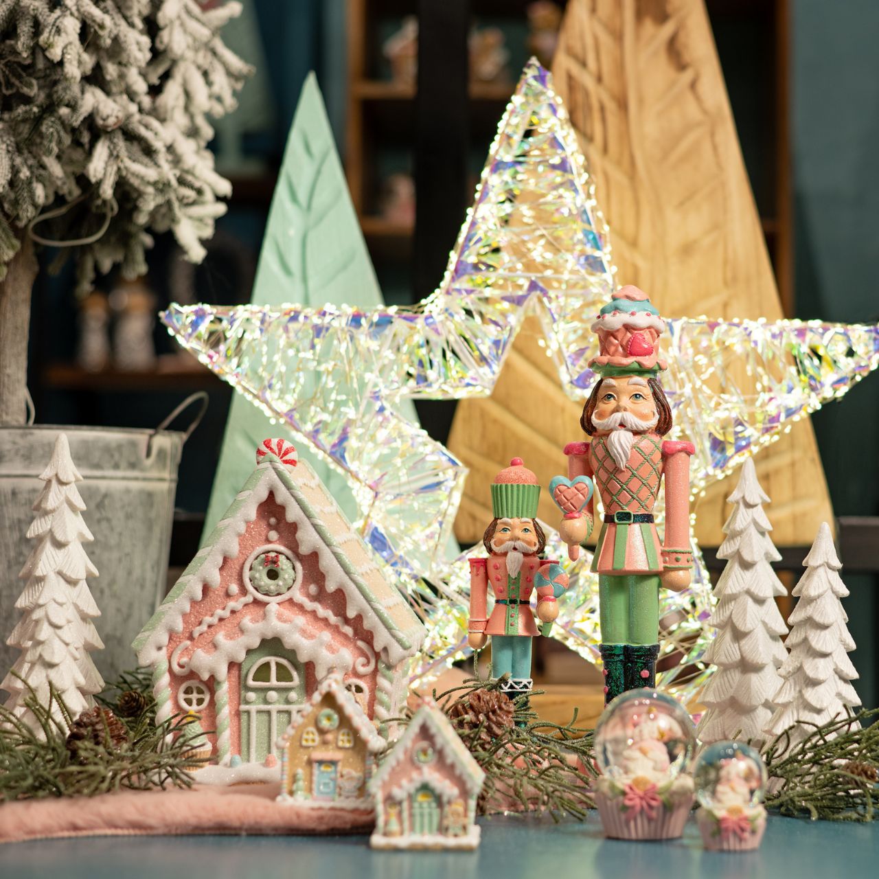 Maison en pain d’épices LED en polyresine, multicolore – 19 × 24 × 15 cm