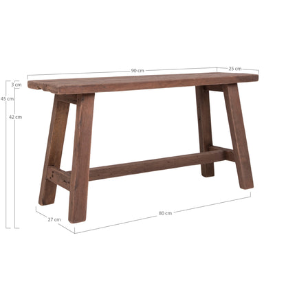 Banc Barcelone en teck naturel – 90 × 25 × 45 cm