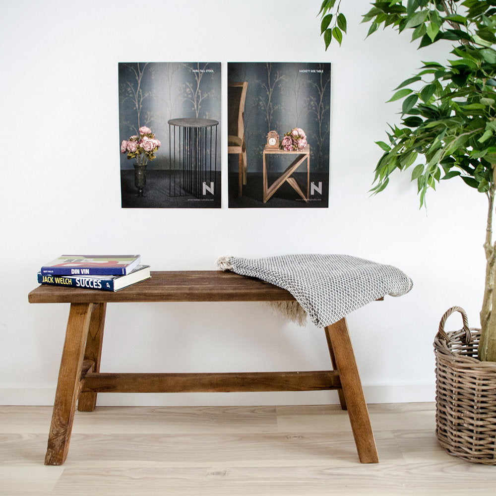 Banc Barcelone en teck naturel – 90 × 25 × 45 cm