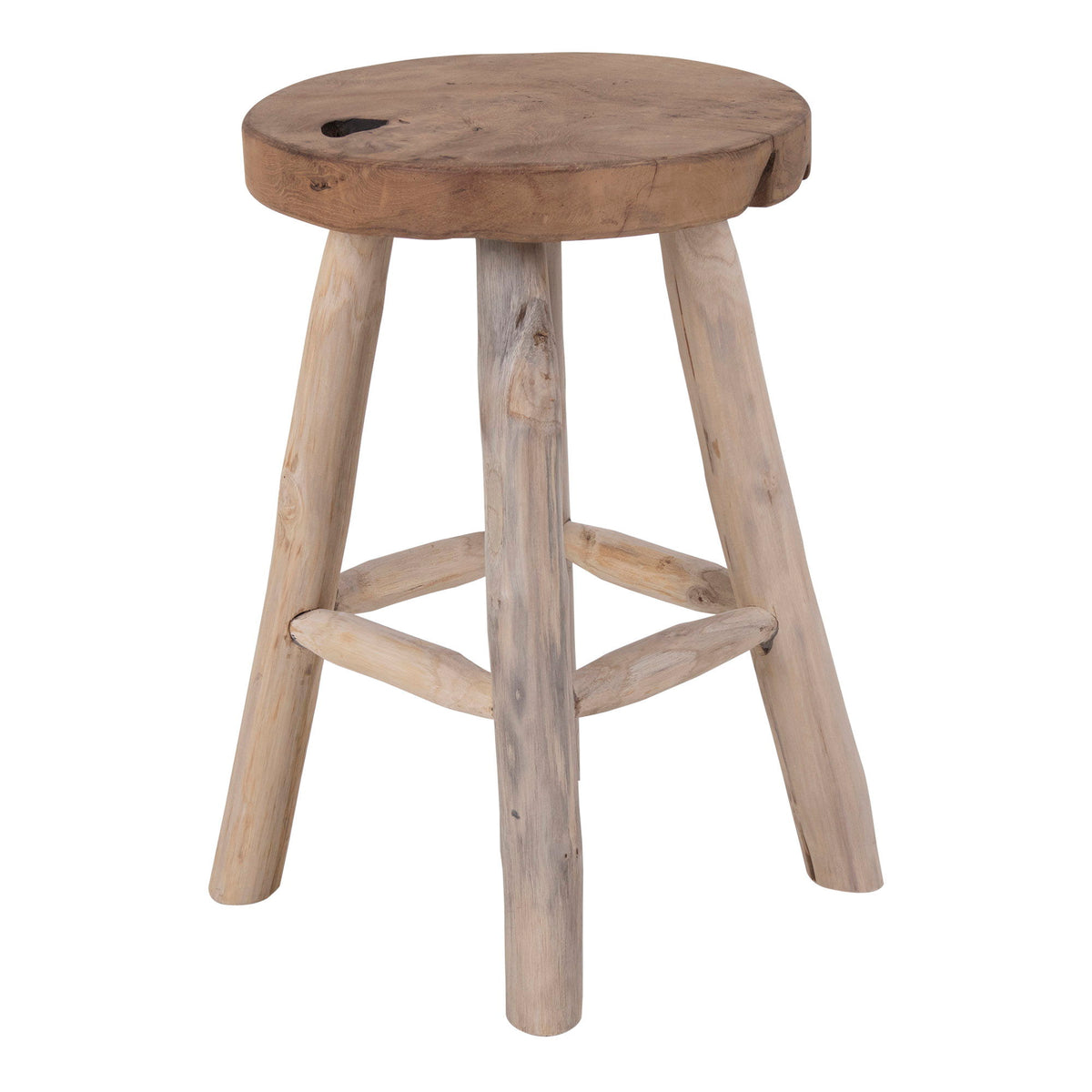 Tabouret Badia en teck naturel – Ø30 × H45 cm