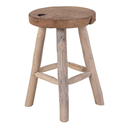 Tabouret Badia en teck naturel – Ø30 × H45 cm