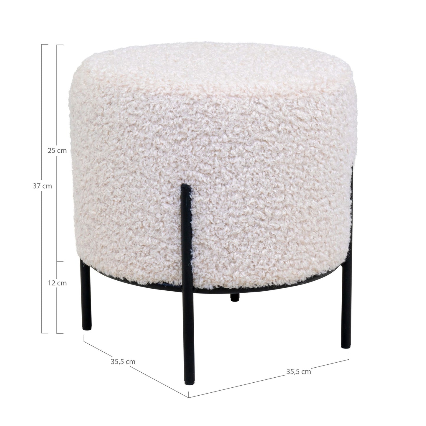 Pouf bouclé Alford -Blanc- Ø35,5x37 cm