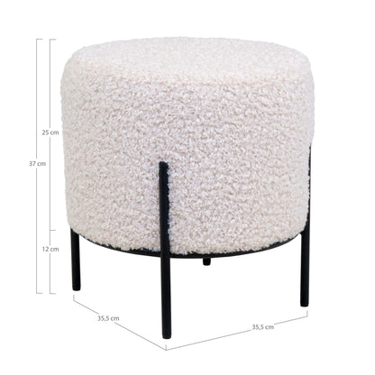 Pouf bouclé Alford -Blanc- Ø35,5x37 cm
