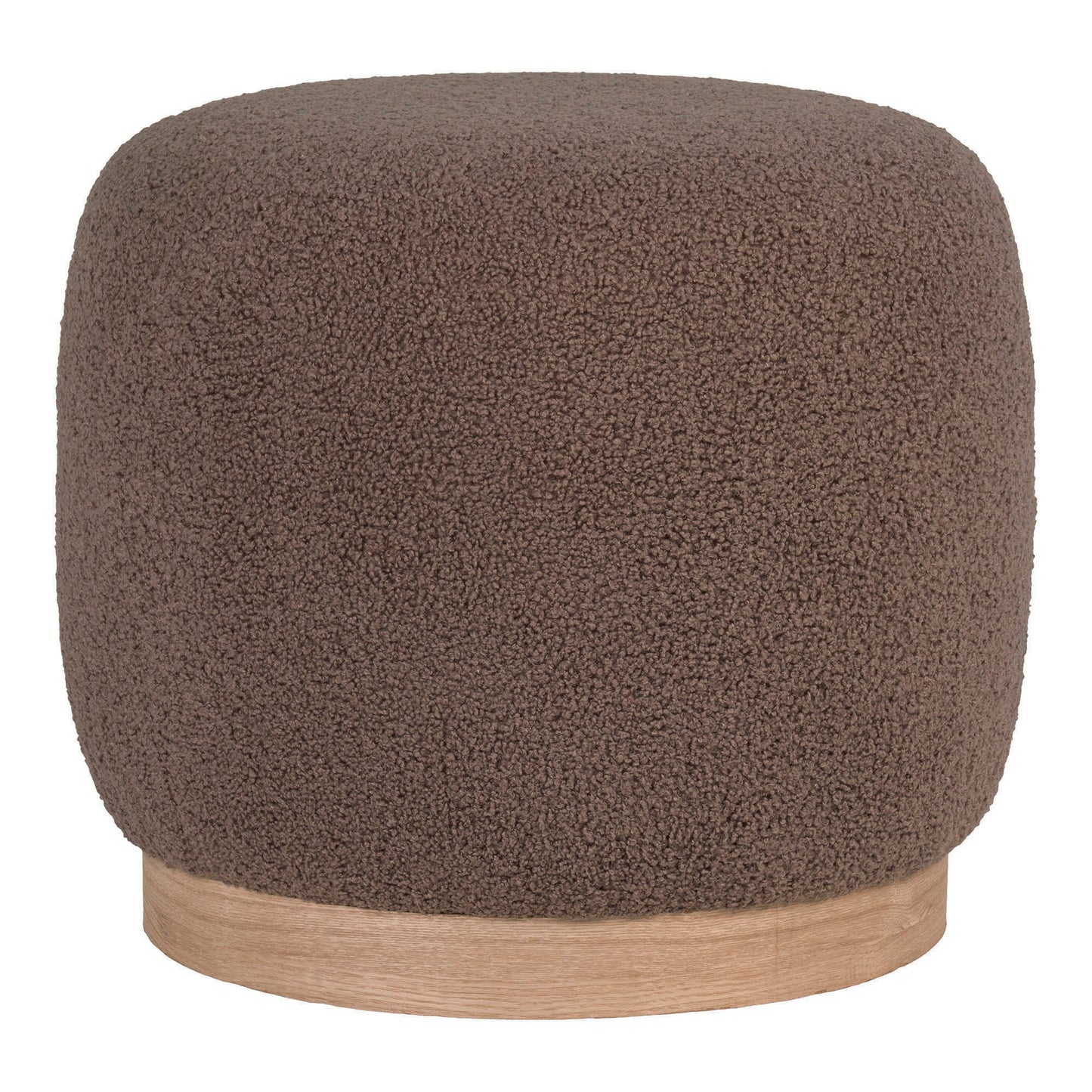 Pouf bouclé Belfort  -Marron - Ø44,5x40 cm