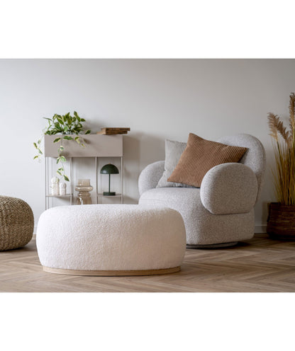 Pouf, bouclé Manhattan- Blanc -54,5x88,5x36 cm