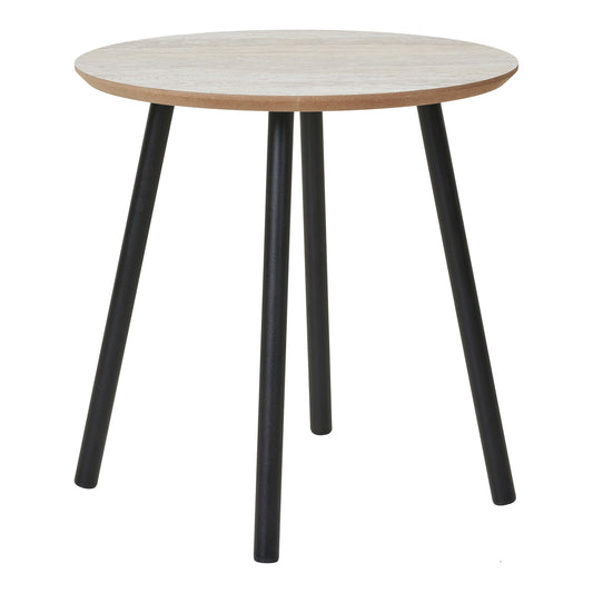 Alost - Table d'appoint, aspect travertin, pieds noirs ø40x40 cm