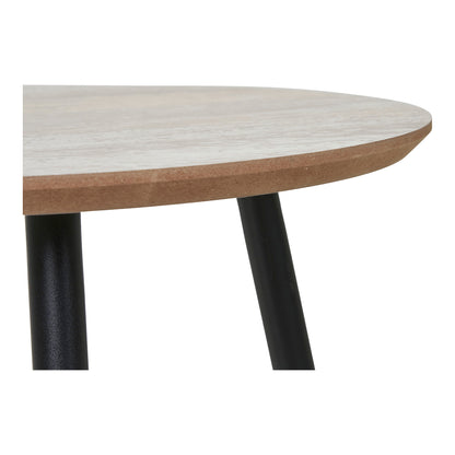 Alost - Table d'appoint, aspect travertin, pieds noirs ø40x40 cm