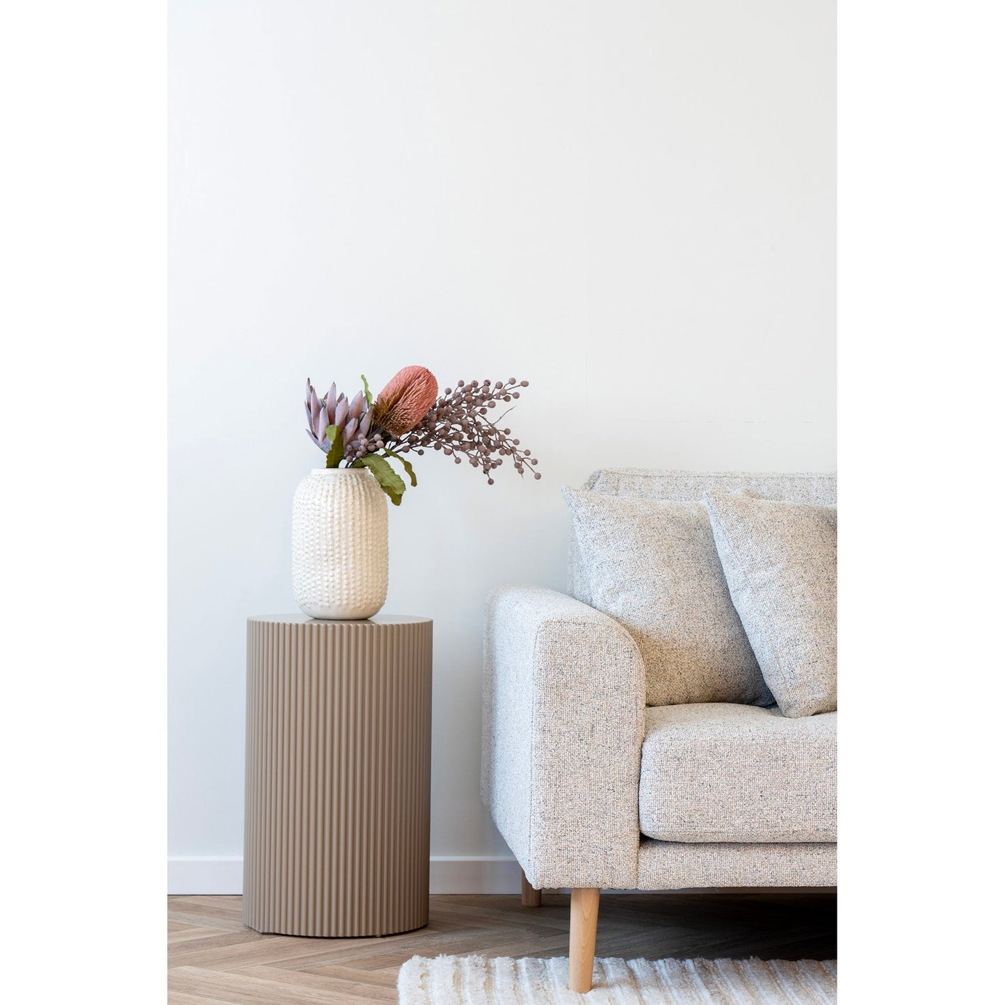 Farense - Table d'appoint, gris beige ø30x50 cm