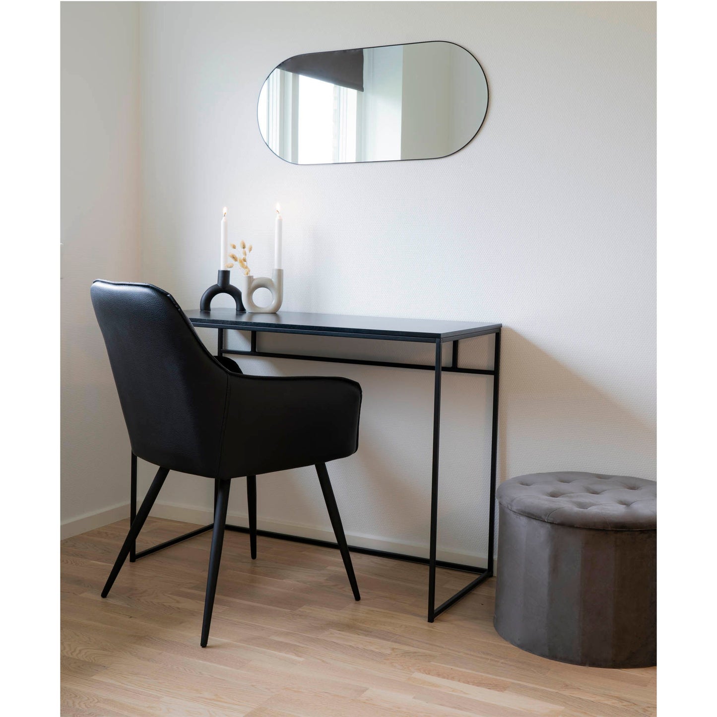 Jersey – Miroir mural ovale noir 35x80 cm