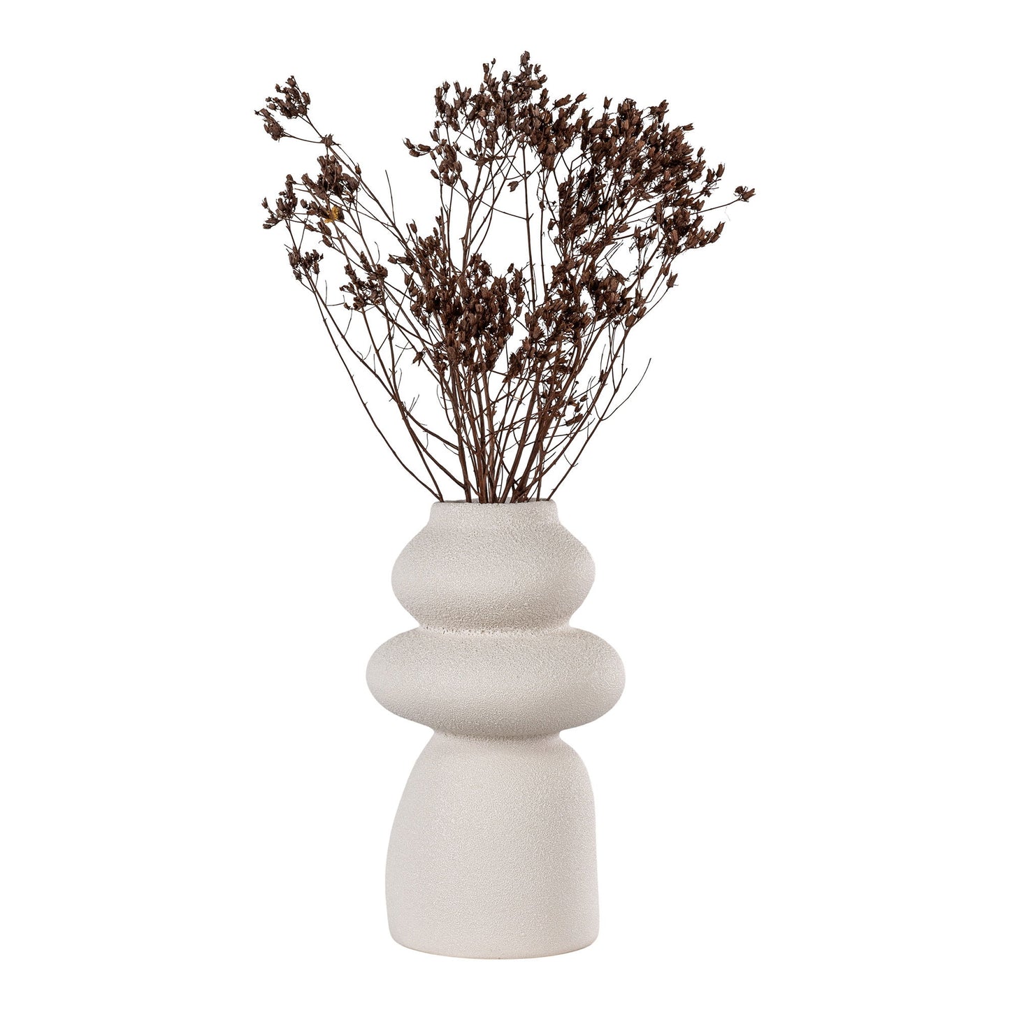 Vase sculptural en céramique beige