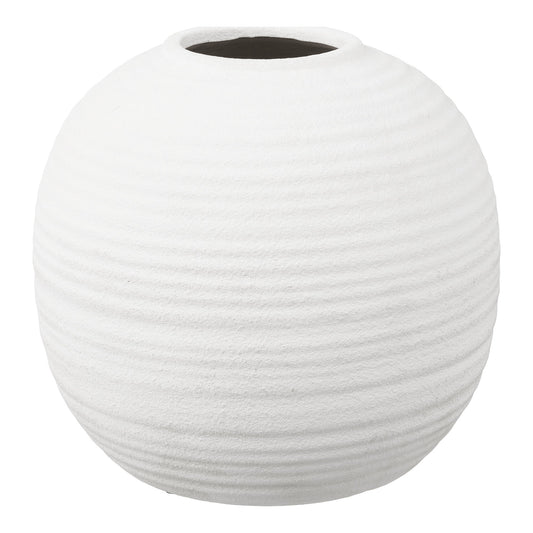 Vase en céramique blanche texturée Ø30 × H28,5 cm