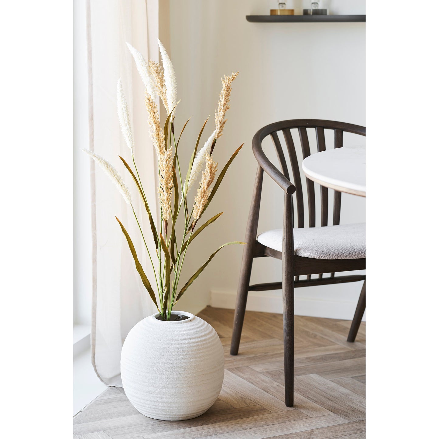 Vase en céramique blanche texturée Ø30 × H28,5 cm