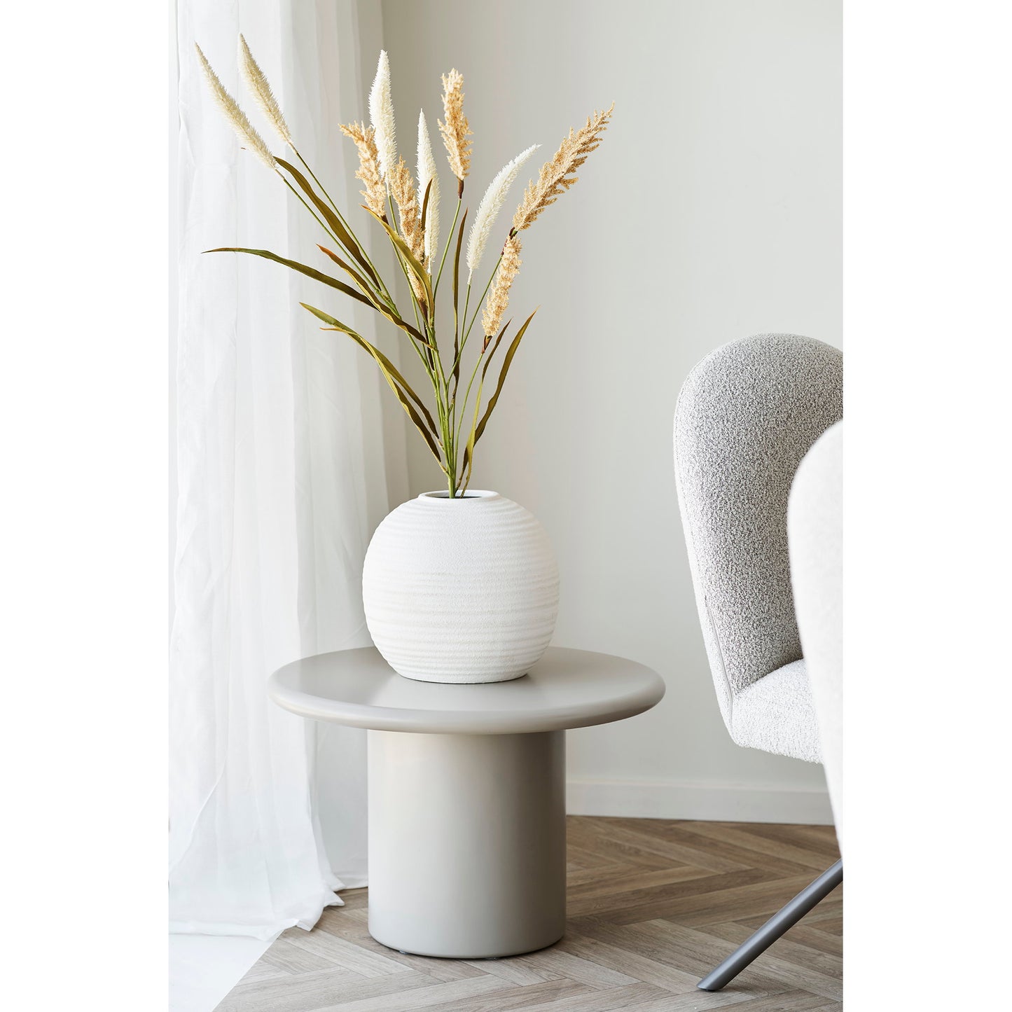 Vase en céramique blanche texturée Ø30 × H28,5 cm
