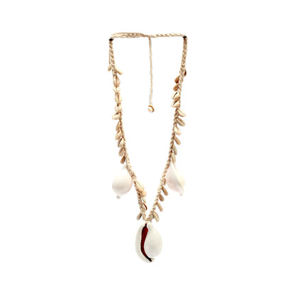 Le Collier Big White Cowrie - Blanc