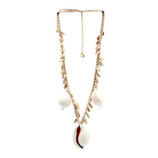 Le Collier Big White Cowrie - Blanc