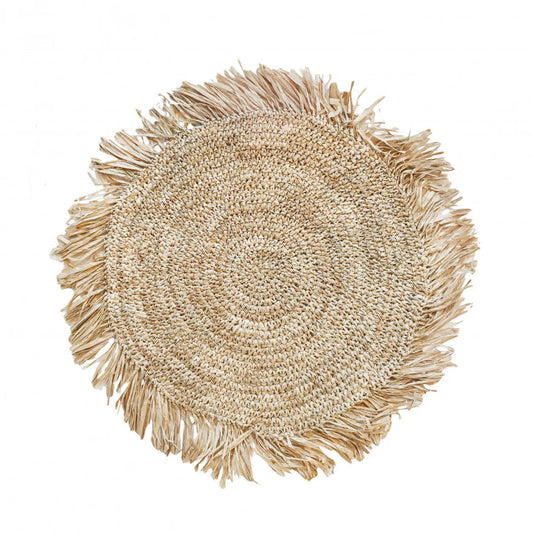 Le Set de Table Rond en Raphia The Fringe - Naturel