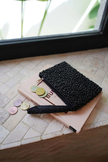 Le Porte-Monnaie  à perles noires - Noir