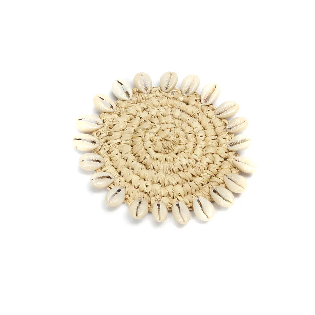 Le Sous-Verre  en raphia et coquilages - Naturel