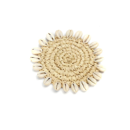 Le Sous-Verre  en raphia et coquilages - Naturel