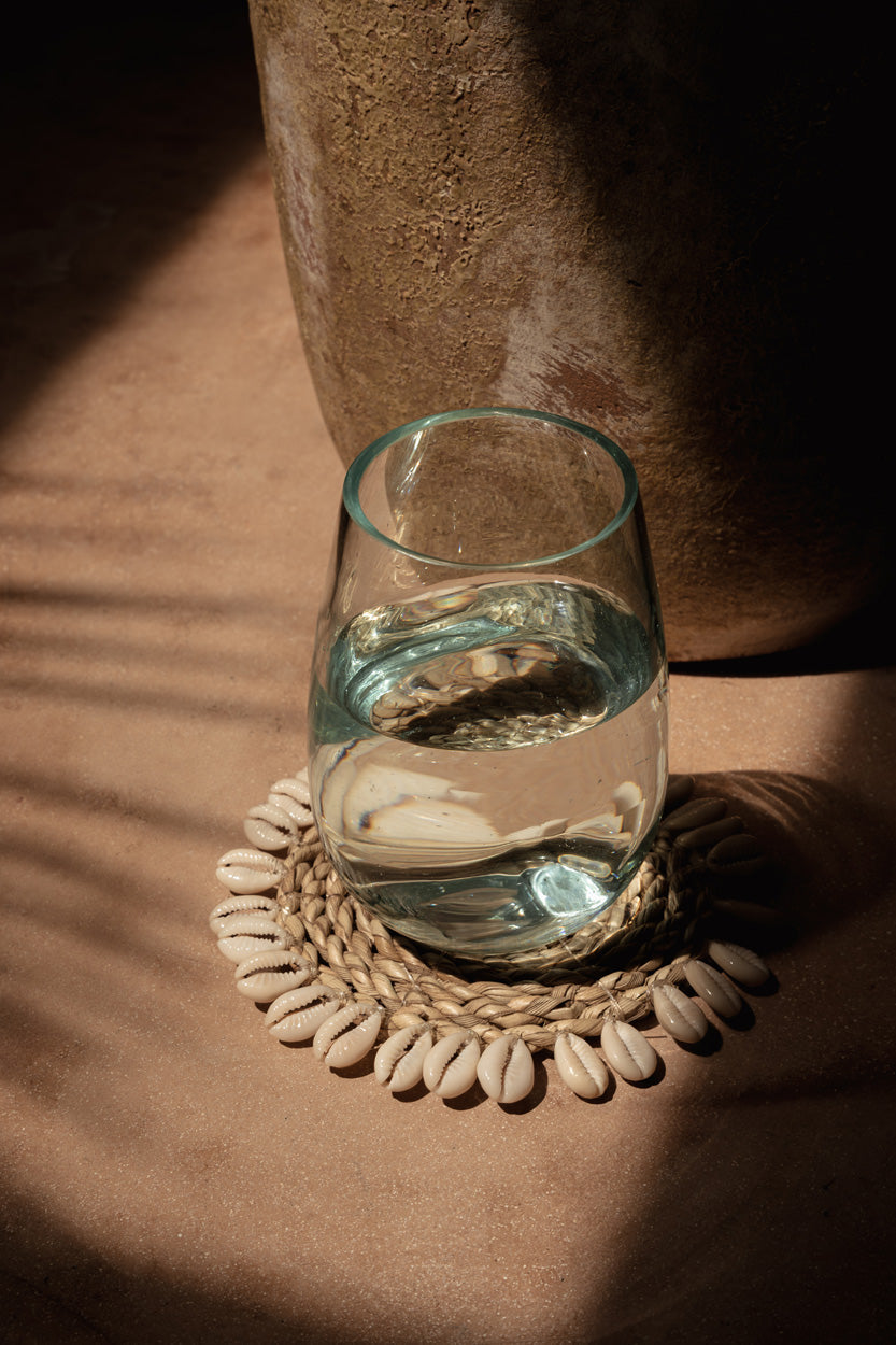 Le Sous-Verre en coquillages en jonc de mer - Blanc