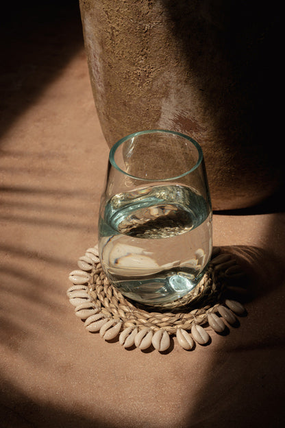 Le Sous-Verre en coquillages en jonc de mer - Blanc