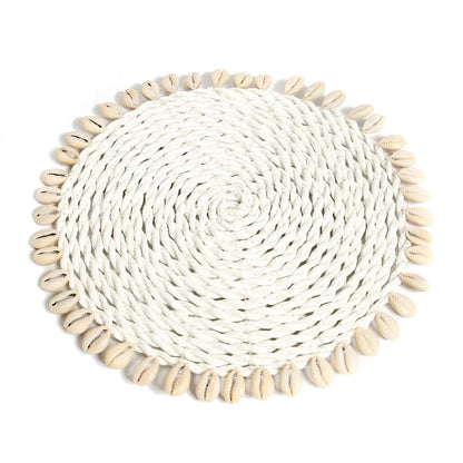 Le Sous-Verre  en coquillages en jonc de mer - Blanc