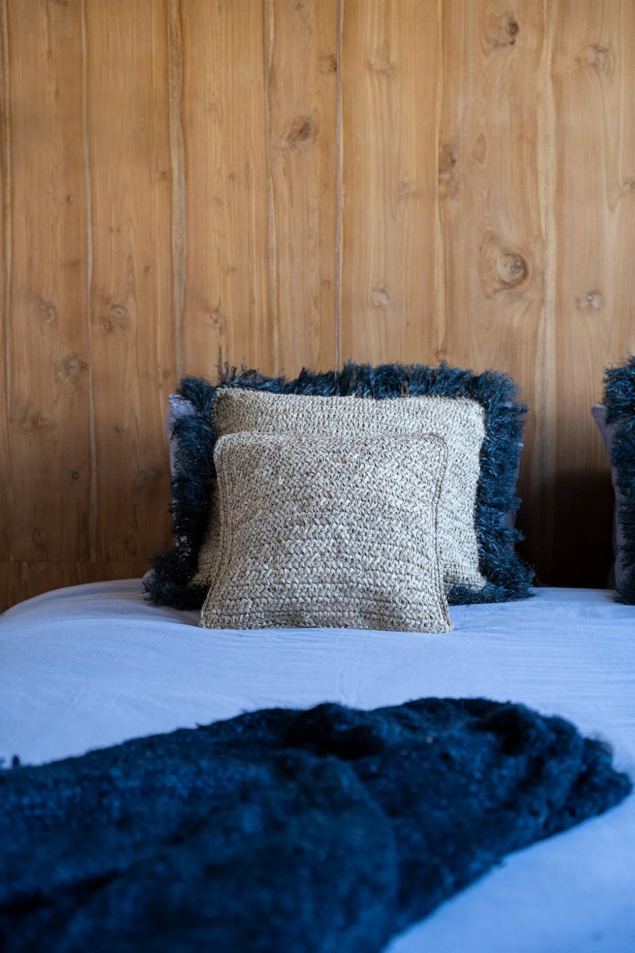 La Housse de Coussin Raffia Flores - Naturel - 40x40