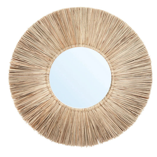 Alang Alang - Miroir mural rond - Naturel – Taille L