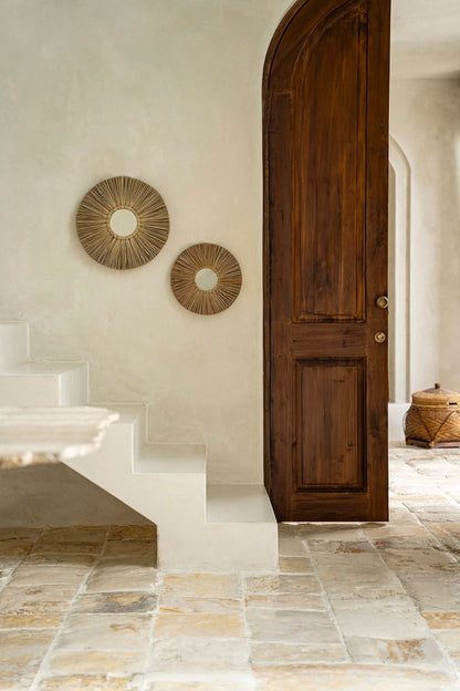 Alang Alang - Miroir mural rond - Naturel – Taille L