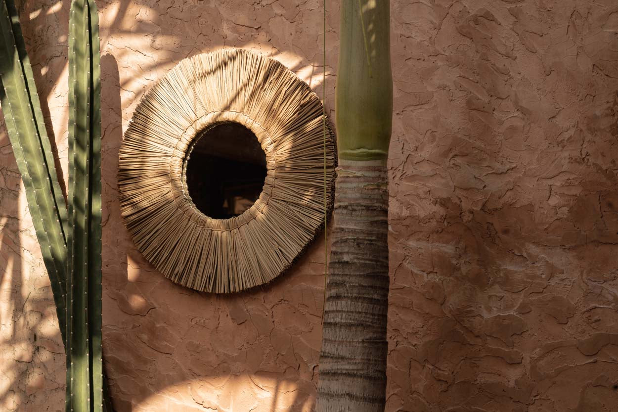 Alang Alang - Miroir mural rond - Naturel – Taille L